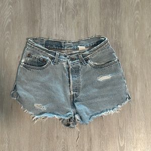 Levi’s high waist distressed shorts